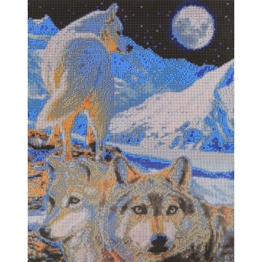 Diamond Painting 3 Wolves in the Moonlight 40 x 50 full 2
