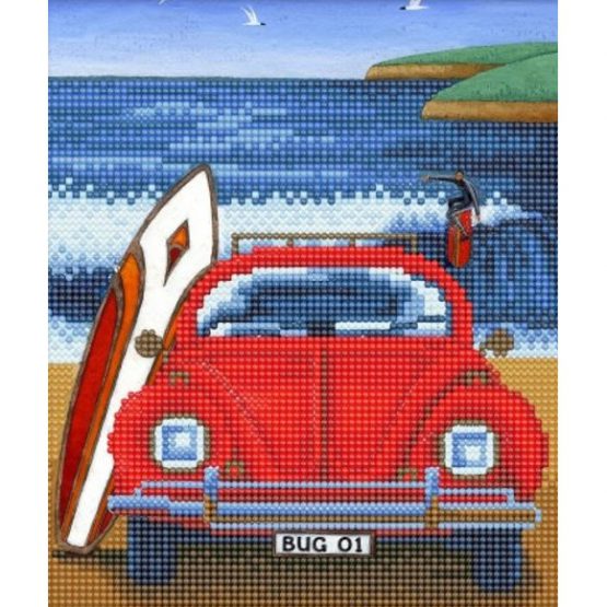 Diamond Painting Beetle on the Beech Volkswagen 21 x 25 cm Full zilveren lijst 2