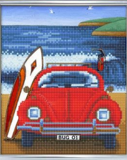 Diamond Painting Beetle on the Beech Volkswagen 21 x 25 cm Full zilveren lijst 2