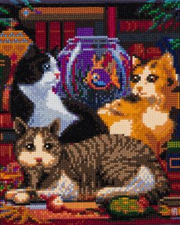 Diamond Painting Cat Fishing Poezen Vis 30 x 30 Full