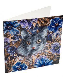 Diamond Painting Poes en Bloemen Cat and Flowers 18 x 18 card