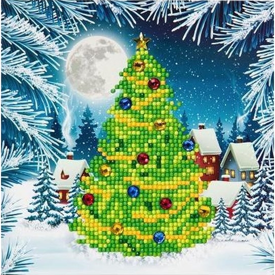 Diamond Painting Christmastree kerstboom 18 x 18 card