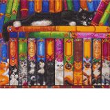 Diamond Painting Crystal Art Cat Bookshelf Katjes 50 x 40 partial