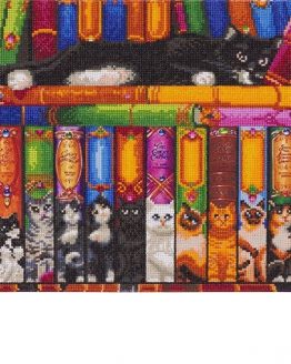 Diamond Painting Crystal Art Cat Bookshelf Katjes 50 x 40 partial