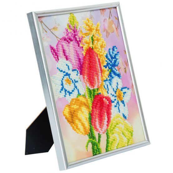 Diamond Painting Crystal Art Kit Beautifull Bouquet Boeket 21 x 25 cm Full zilveren lijst 0