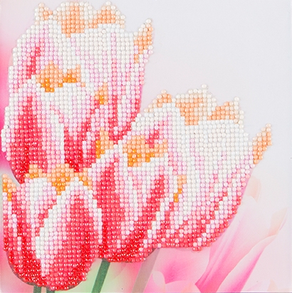 Diamond Painting Crystal Art Kit Pink Tulips Tulpen 20 x 20 cm Partial lijst