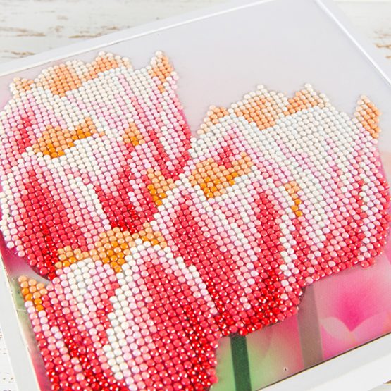 Diamond Painting Crystal Art Kit Pink Tulips Tulpen 20 x 20 cm Partial lijst