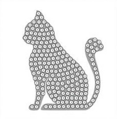 Diamond Painting Crystal Art Sticker Silver Cat Kat Zilver Poes 9 x 9 Partial
