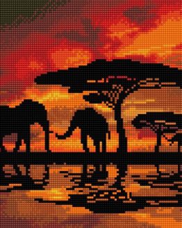 Diamond Painting Elephant Silhouette Olifant 30 x 30 Full