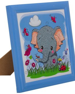 Diamond Painting Kinderframe Elephant and Friends 16 x 16 partial