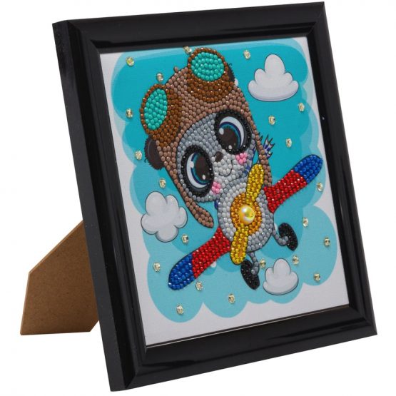 Diamond Painting Kinderframe Flying Panda 16 x 16 partial