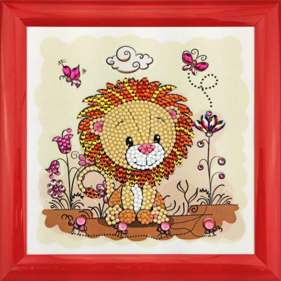 Diamond Painting Kinderframe Lion Leeuw 16 x 16 partial