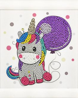 Diamonda Painting Kinderframe Party Unicorn 16 x 16 partial