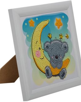 Diamond Painting Kinderframe Teddy on the Moon 16 x 16 partial