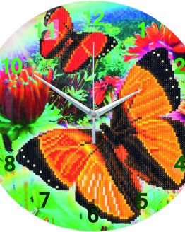 Diamond Painting Klok Beautifull Butterflies Vlinders 30 x 30 partial