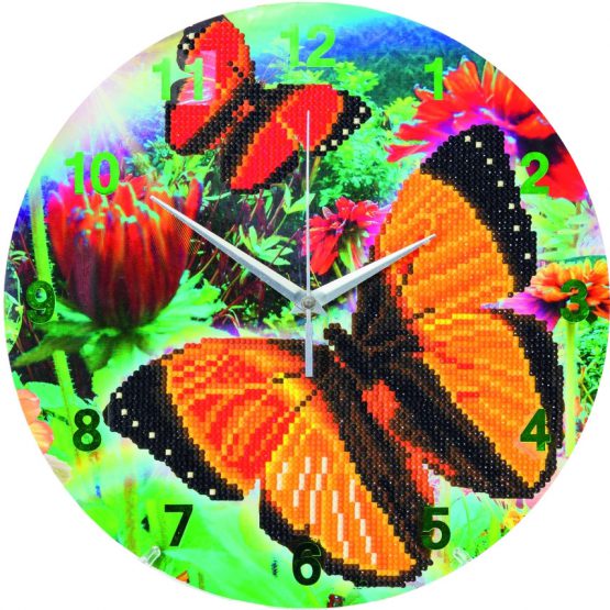 Diamond Painting Klok Beautifull Butterflies Vlinders 30 x 30 partial