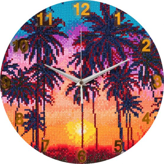 Diamond Painting Klok Sunset Palms 30 x 30 partial 2