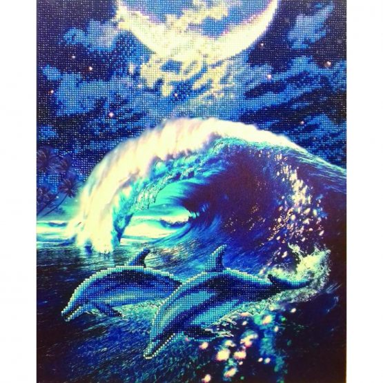 Diamond Painting Moonlight Dolphins Dolfijnen 40 x 50 Full