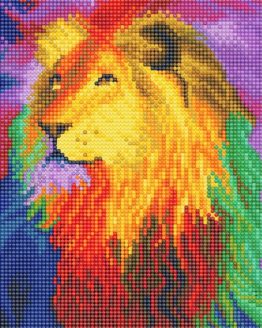 "Diamond Painting Rainbow Lion 21 x 25 cm Full zilveren lijst 2" "Diamond Painting Rainbow Lion 21 x 25 cm Full zilveren lijst 1" "Diamond Painting Rainbow Lion 21 x 25 cm Full zilveren lijst 3"