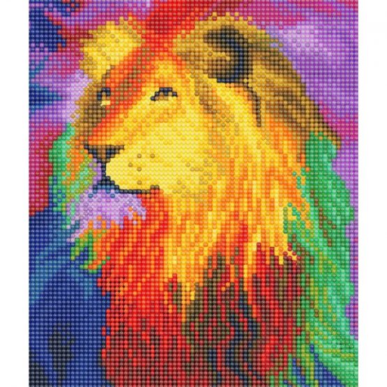 "Diamond Painting Rainbow Lion 21 x 25 cm Full zilveren lijst 2" "Diamond Painting Rainbow Lion 21 x 25 cm Full zilveren lijst 1" "Diamond Painting Rainbow Lion 21 x 25 cm Full zilveren lijst 3"