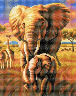 Diamond Painting Savannah Elephant Olifant 30 x 30 Full