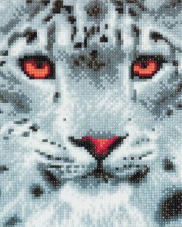 Diamond Painting Snow Leopard 21 x 25 cm Full zilveren lijst 1