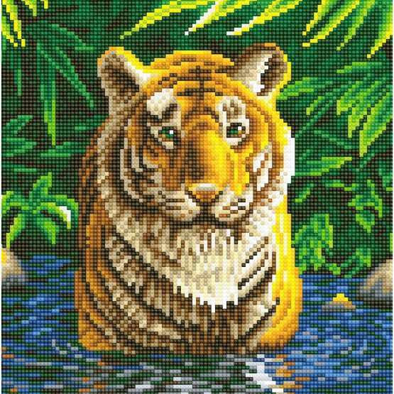 Diamond Painting Tiger Pool Tijger 30 x 30 Full