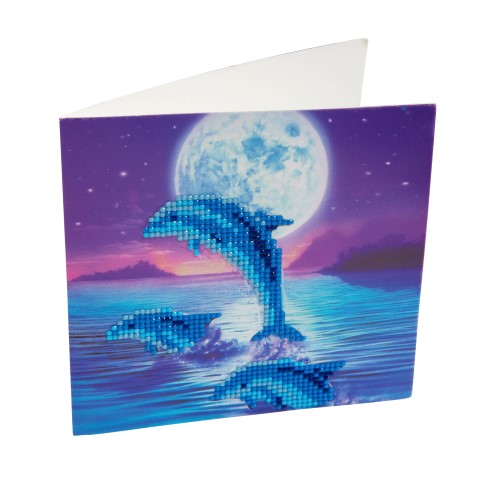 diamond painting dolfijn maan moonlight dolphin 18 x 18 kaart