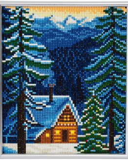 Diamond Painting Alpine Cottage 21 x 25 cm Full zilveren lijst