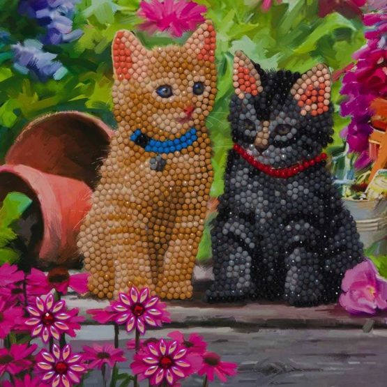 Diamond Painting Cat Friends Poesjes 18 x 18 kaart Crystal Art 1