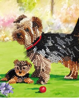 Diamond Painting Dog Yorkshire 18 x 18 kaart Crystal Art 0