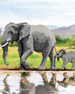 Diamond Painting Elephant Olifant 18 x 18 kaart Crystal Art 1