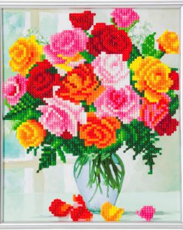 Diamond Painting Flower Bloemen 21 x 25 cm partial zilveren lijst