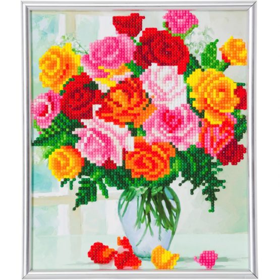 Diamond Painting Flower Bloemen 21 x 25 cm partial zilveren lijst