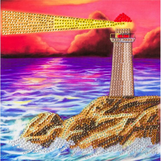 Diamond Painting Lighthouse Vuurtoren 18 x 18 kaart Crystal Art 1