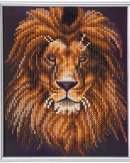 Diamond Painting Lion Leeuw 21 x 25 cm partial zilveren lijst