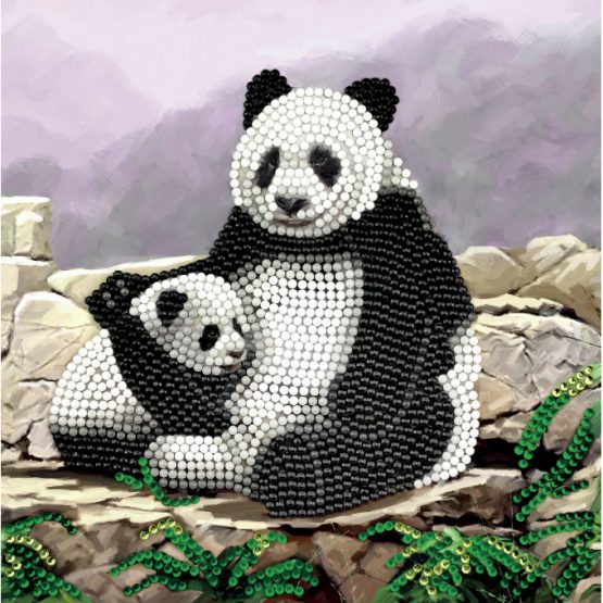 Diamond Painting Panda 18 x 18 kaart Crystal Art