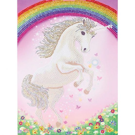 Diamond Painting Unicorn Rainbow 21 x 29 kaart Crystal Art Card