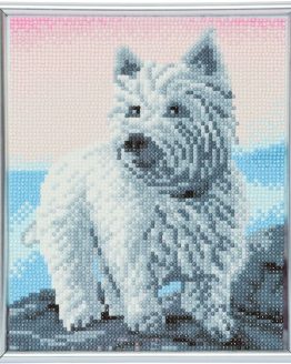 Diamond Painting Westie 21 x 25 cm Full zilveren lijst 0