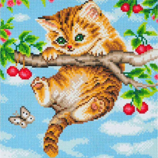 Diamond Painting Cherry Kitten Poesje 30 x 30 Full