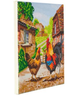 Diamond Painting Farm Boerderij met kippen 30 x 30 Full