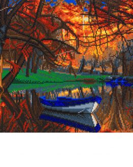 Diamond Painting Autumn Forrest Boat Boot 50 x 40 Full Painting 1