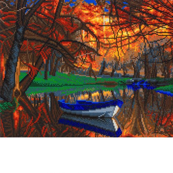 Diamond Painting Autumn Forrest Boat Boot 50 x 40 Full Painting 1