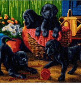 Diamond Painting Black Labrador Pups 50 x 40 Full Painting 1