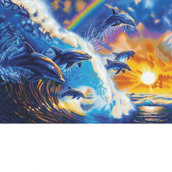 Diamond Painting Dolphin Waves 90 x 65 full 1