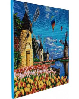 Diamond Painting Windmills and Tulips 50 x 40 Full Painting 1