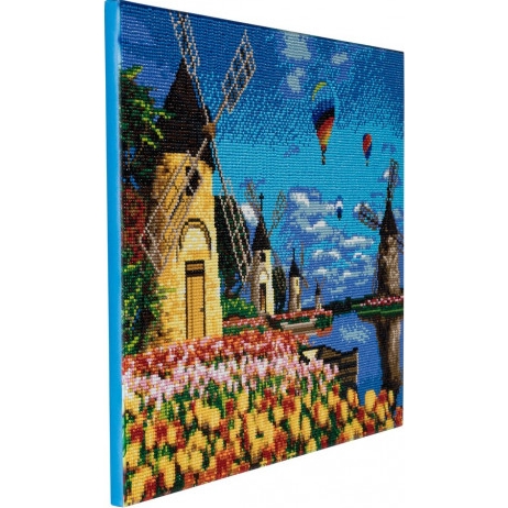 Diamond Painting Windmills and Tulips 50 x 40 Full Painting 1