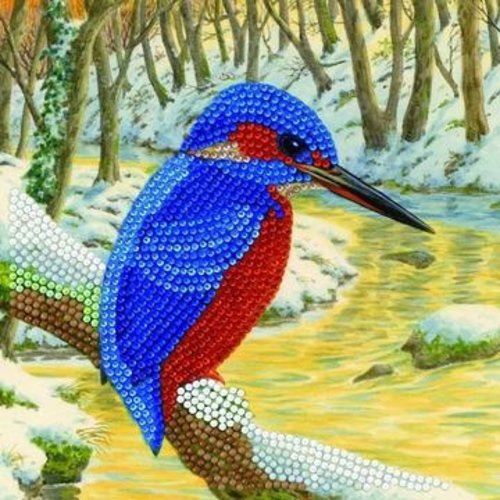 CCK-A66 Kingfisher Partial Crystal Art Card 001
