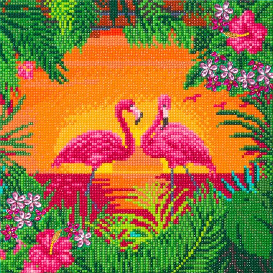 CAK-A117M Flamingos Crystal Art 30 x 30 full 001