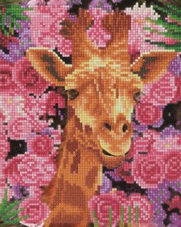 CAM-26 Crystal Art Diamond Painting Giraffe Flowers 001